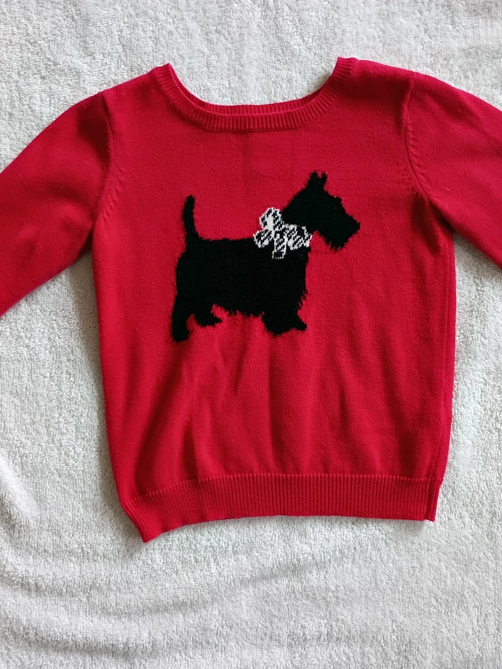 The Children's Place Red Sweater with Black Scottie Dog